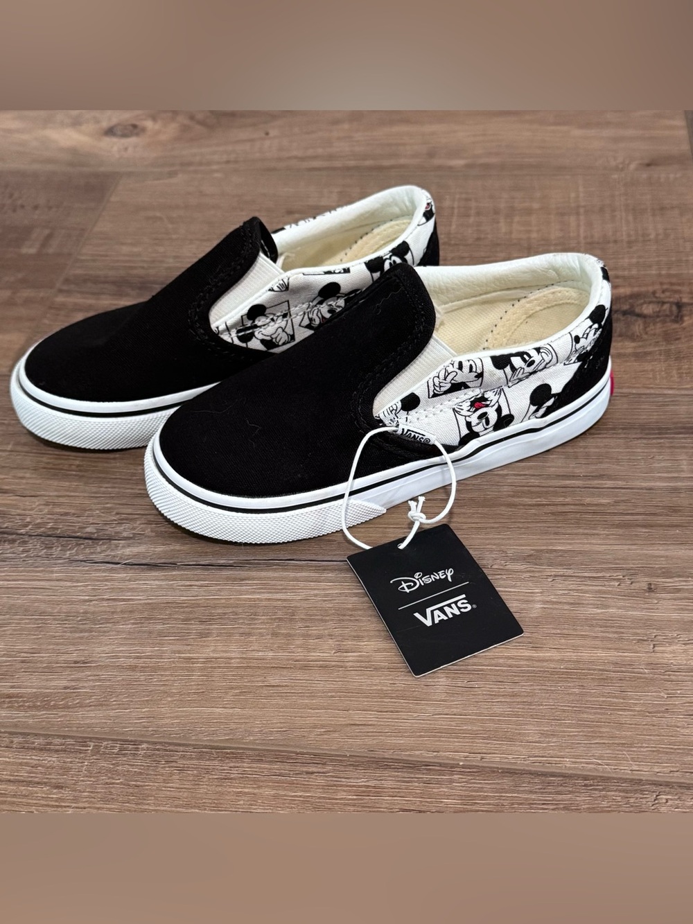 Vans Disney 100th Anniversary Black & White Mickey Slip-On Sneakers Toddler 9.5
